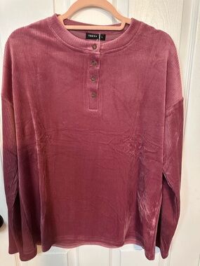 Tress Rose Long-Sleeve Cord Henley Shirt